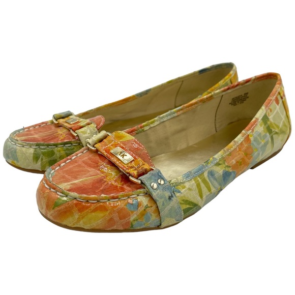 Anne Klein Miliah Leather Pastel Floral Loafers - Picture 4 of 11